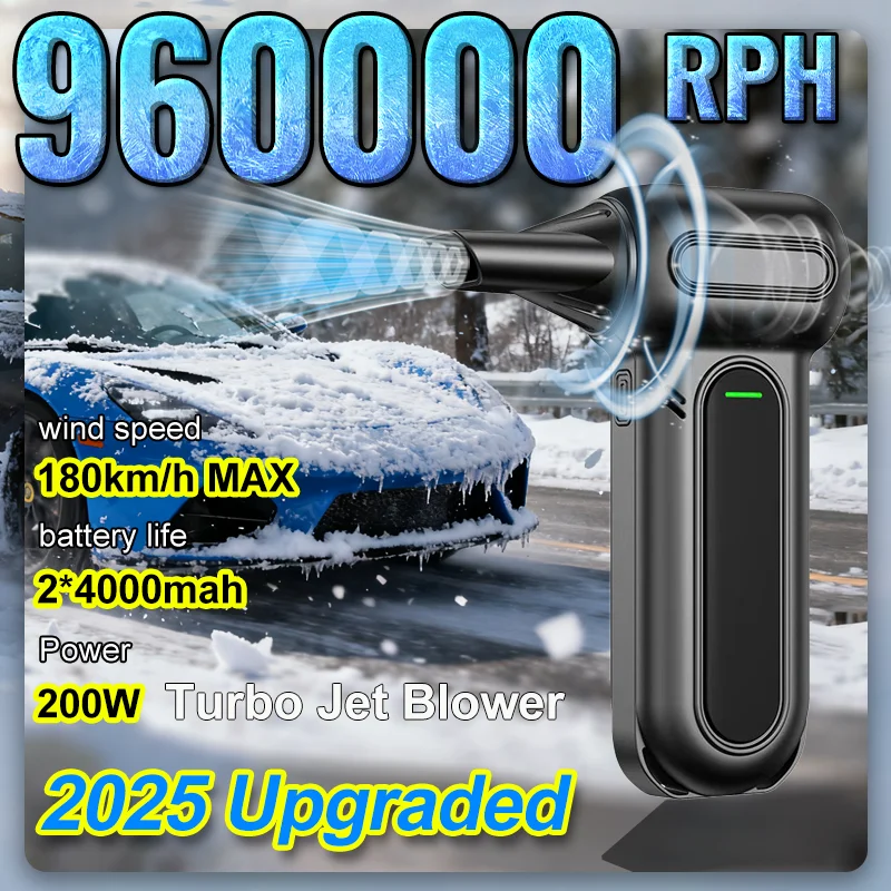 

Электрическая воздушная тряпка 960000RPH, сверхмощная воздуходувка, перезаряжаемый бесщеточный диммер с 3 передачами для автомобиля/клавиатуры, дома/уличного декора, выдувная пыль