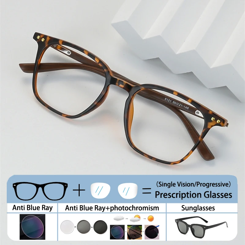 スクエアメタルライスネイルフレーム男性用処方箋カスタム老眼鏡女性用光学調光ブルーライトカット近視眼鏡