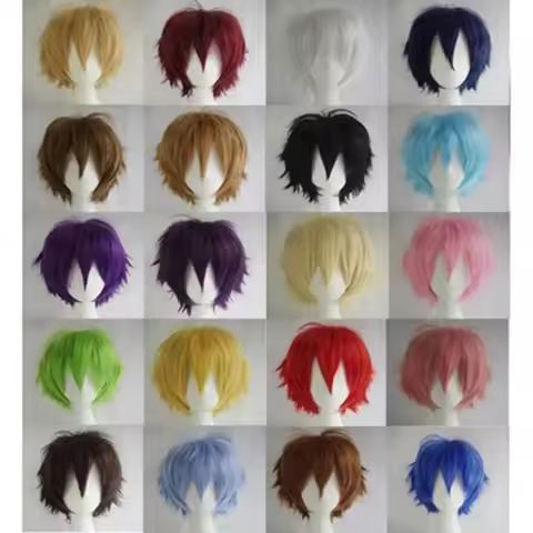 Halloween Costumes Cosplay Synthetic Wigs For Men And Women Heat Resistant Fiber Anime Wig 12Inch