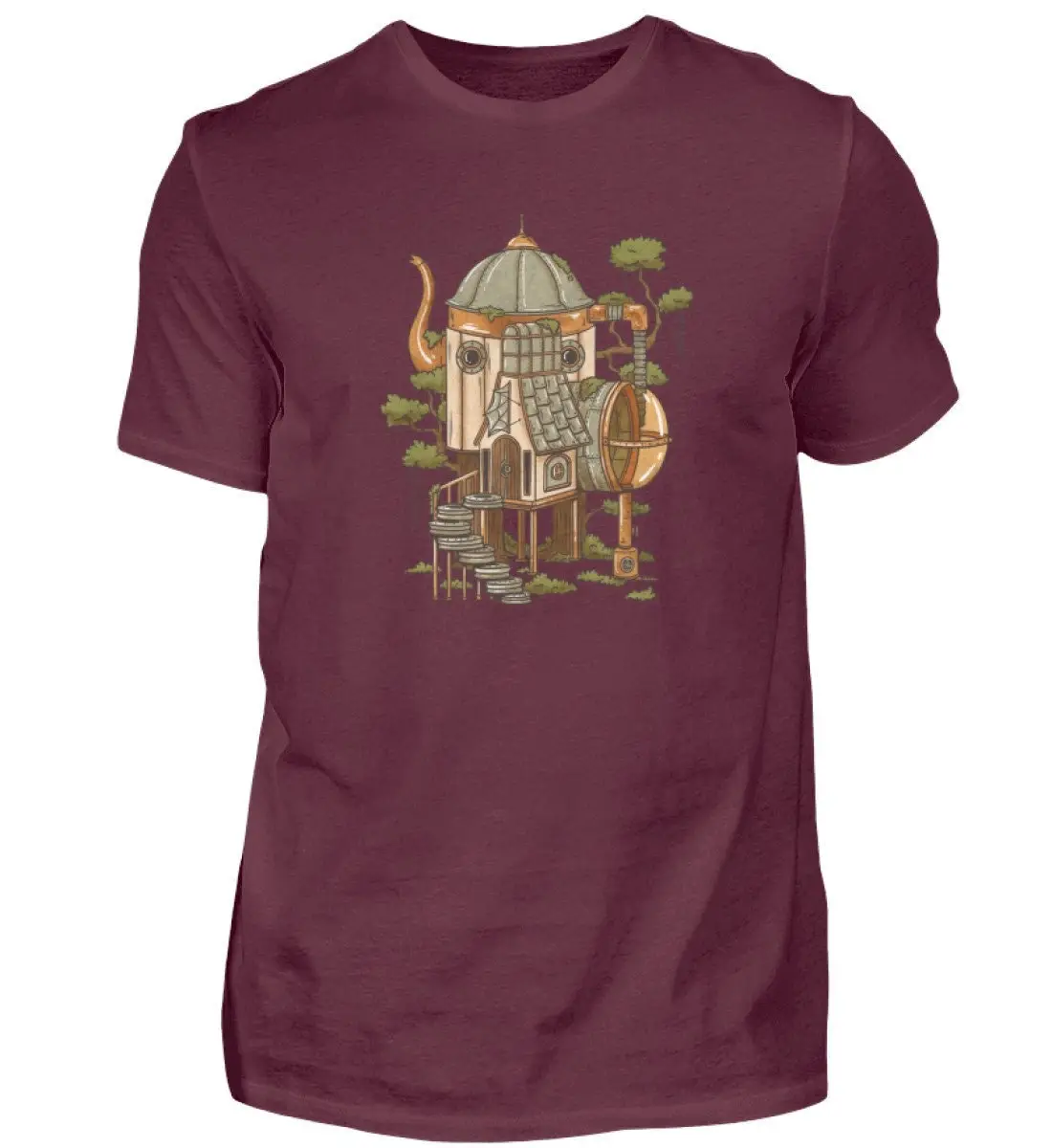 Steampunk Fairy House Men'S T Shirt Vintage Retro Print Man Birthday