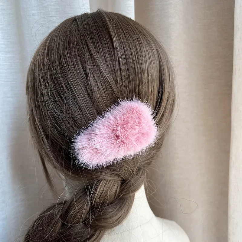 Korean imitation fur water drop plush bb clip bangs clip autumn and winter sweet fluff hairpin side clip premium hairpin