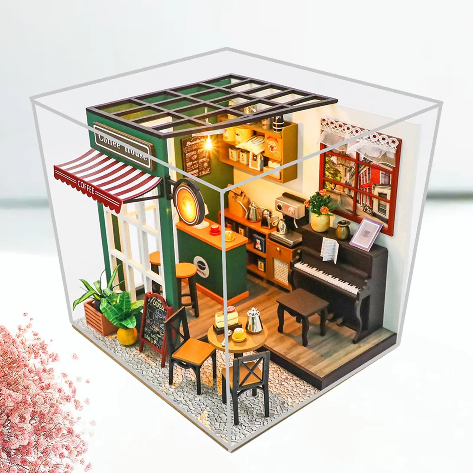 

Miniature House Kits DIY Mini Dollhouse Handmade Dustproof Cover Doll House for Friend Birthday Gift Family Festival Kids Adults