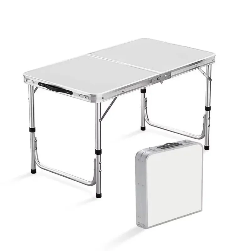 Portable Adjustable Height Folding Camping Table Lightweight Aluminum Simple Design Rectangle Outdoor