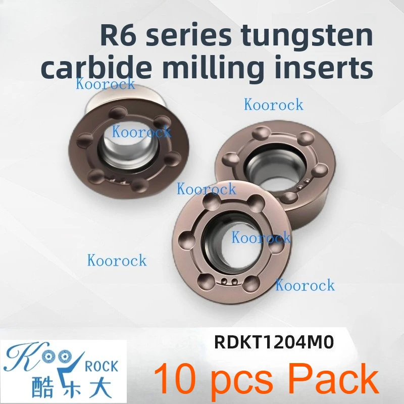 

Round Milling Insert RDKT1204 R6, High Temp Wear Resistant for Steel & Stainless Steel, Tungsten Carbide Durable