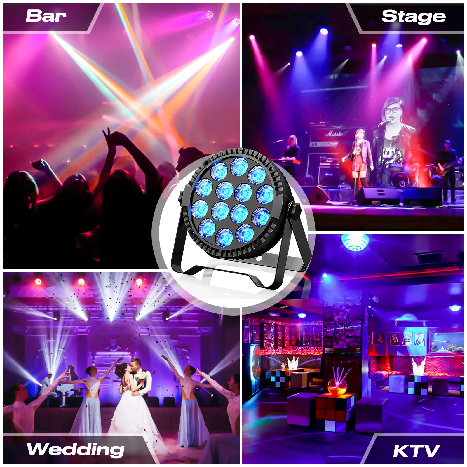 Somspot 1/2/4PCS LED Par Light RGBW Stage Light Effect Projector for DJ Disco KTV Party Wedding Holiday Bar Club