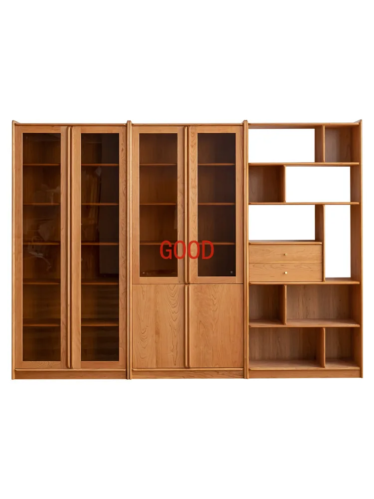 

Книжный шкаф из цельного дерева в японском стиле из черного ореха