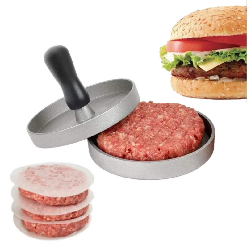Hamburguesa redonda de alta calidad, aleación de aluminio, hamburguesa, carne de res, barbacoa, hamburguesa, máquina presburger de carne, prensa de hamburguesa