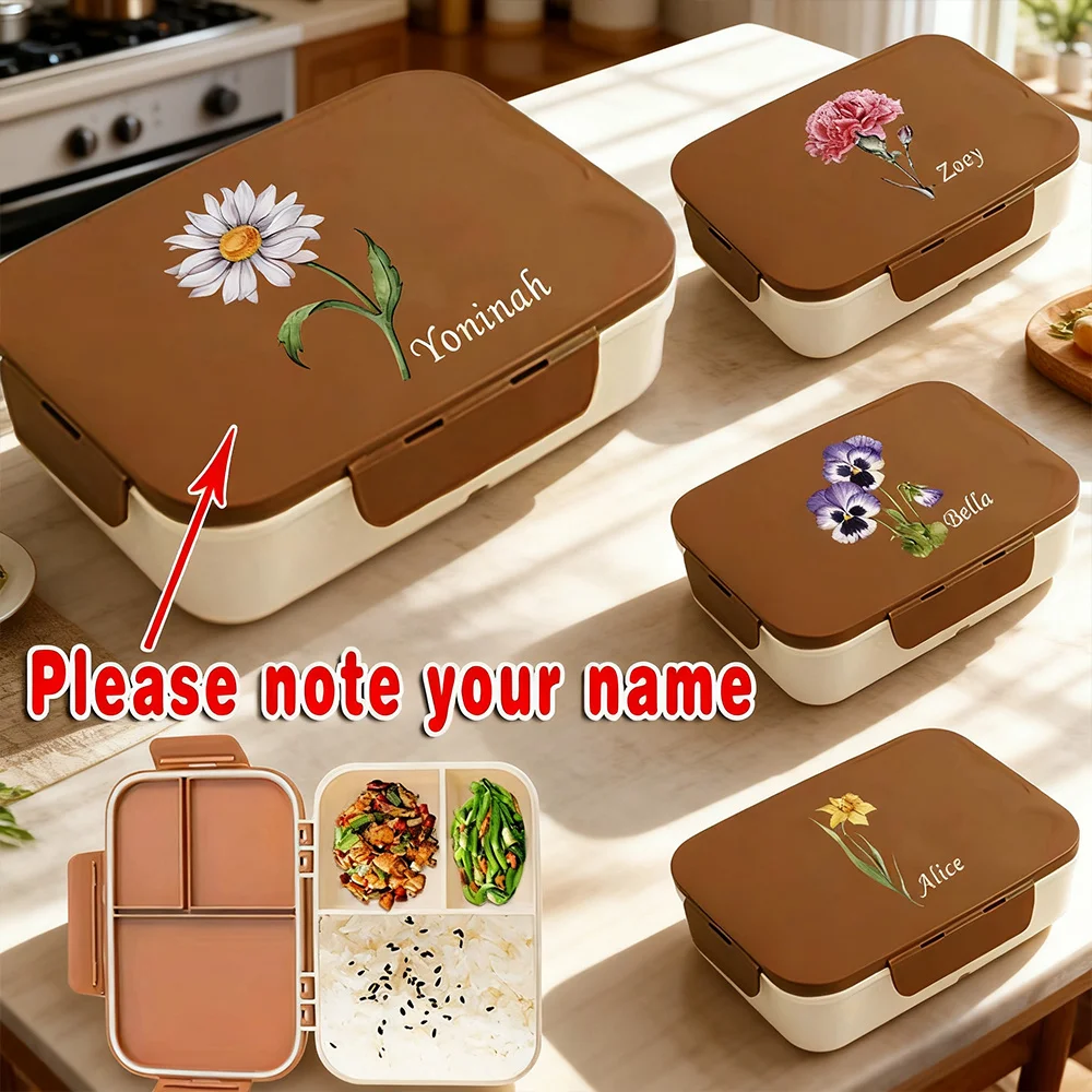 

Customized Name Travel Lunch Box Organizer With Lid Bento Case Container Leakproof Lunch Portable Storage Breakfast Holder