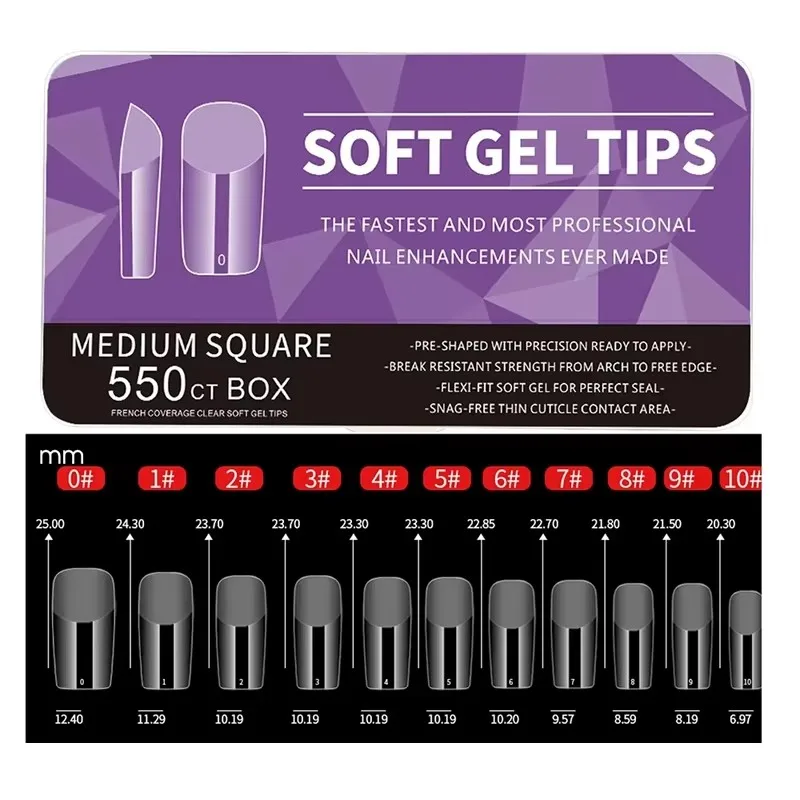 550 رقع جل أظافر فرنسية متوسطة الحجم على شكل لوز، أدوات تمديد أطراف أظافر غير لامعة تغطية كاملة، زينة أظافر لاصقة من الأكريليك، لوازم فنية للأظافر بنفسك
