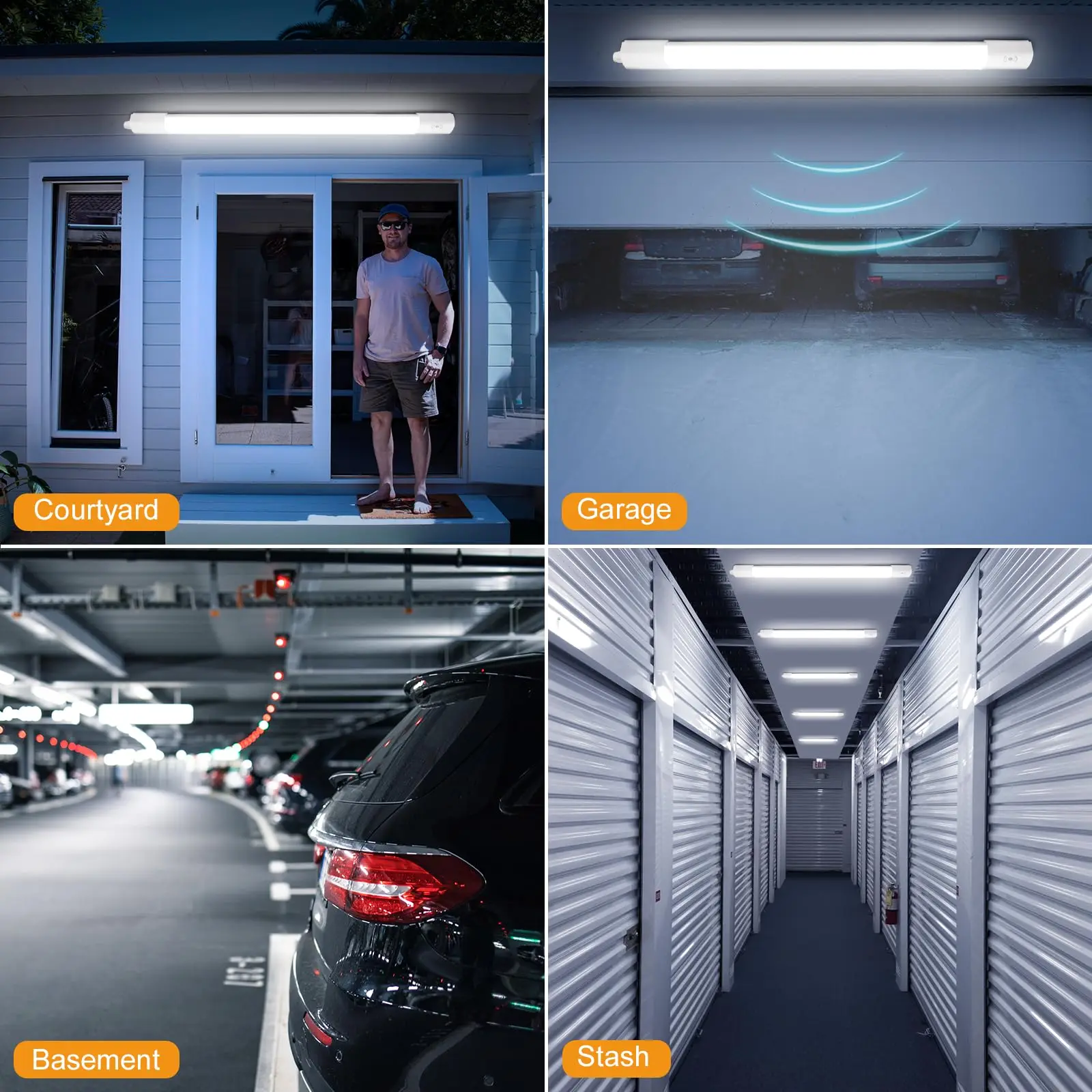 LED-Deckenleuchte mit Bewegungssensor 60 cm, 20 W, 4000 K, IP65 wasserdicht, LED-Röhre für Keller und Werkstatt – Detail 3