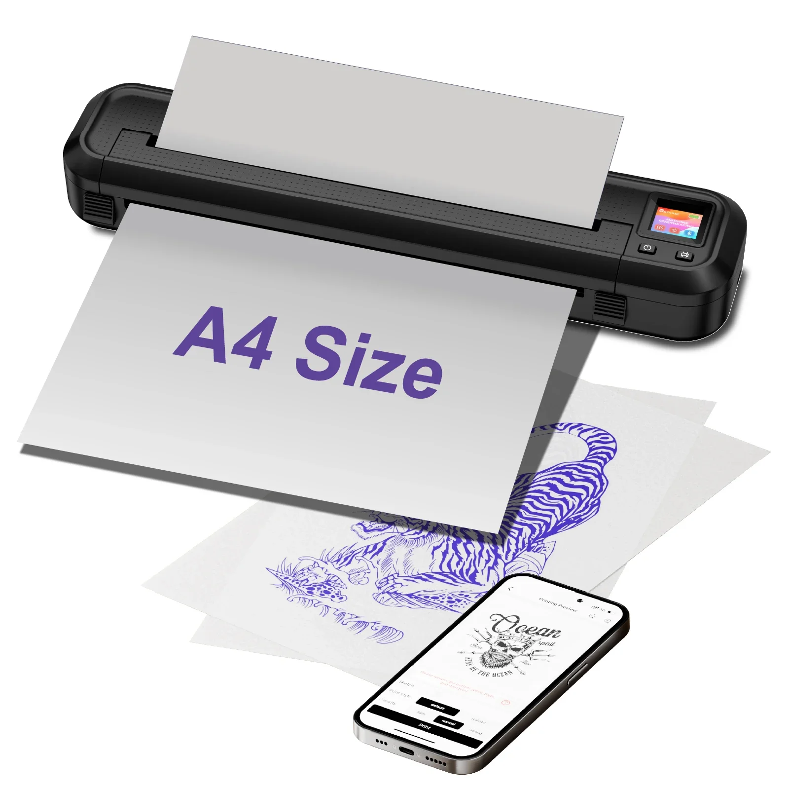 500 Bluetooth Portable Tattoo Printing Machine Tattoo Transfer Template Machine Bluetooth A4 Tattoo Template Machine