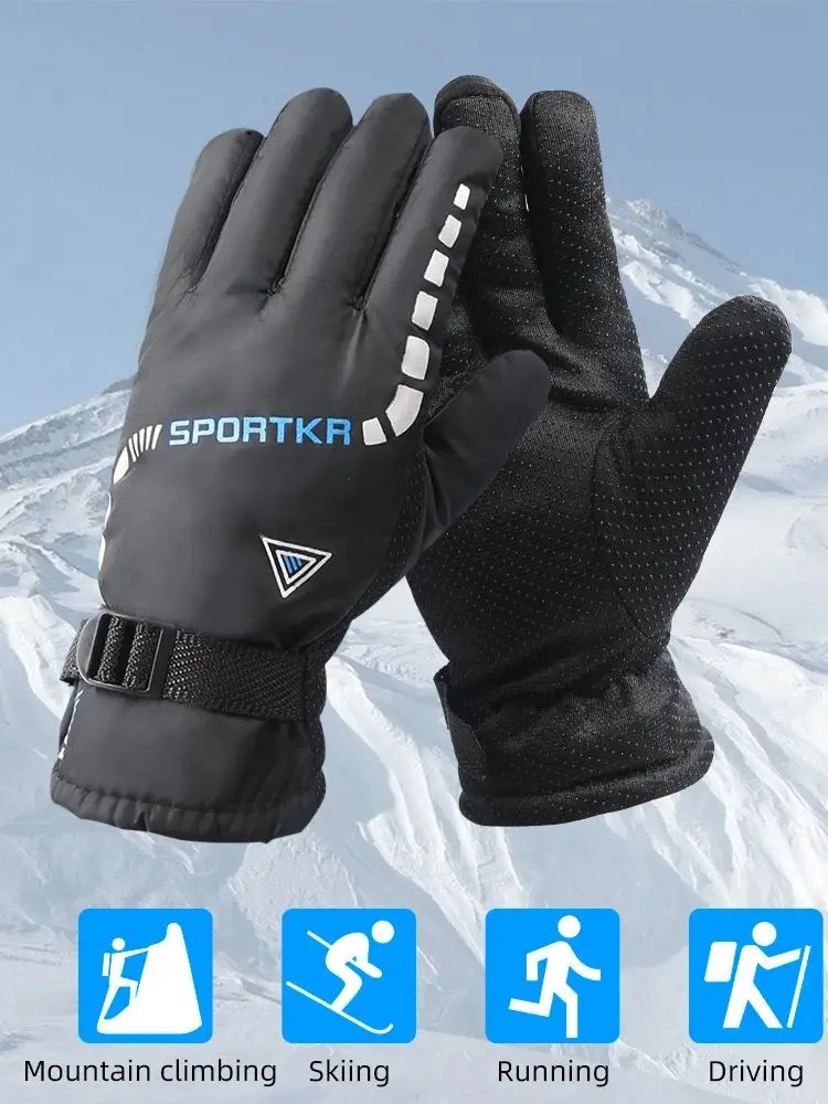 AliExpress WRELS Winter Cycling Gloves Outdoor Waterproof Skiing Riding Hiking Motorcycle Warm Thickened Plush Gloves Unisex Thermal Sport Gloves
