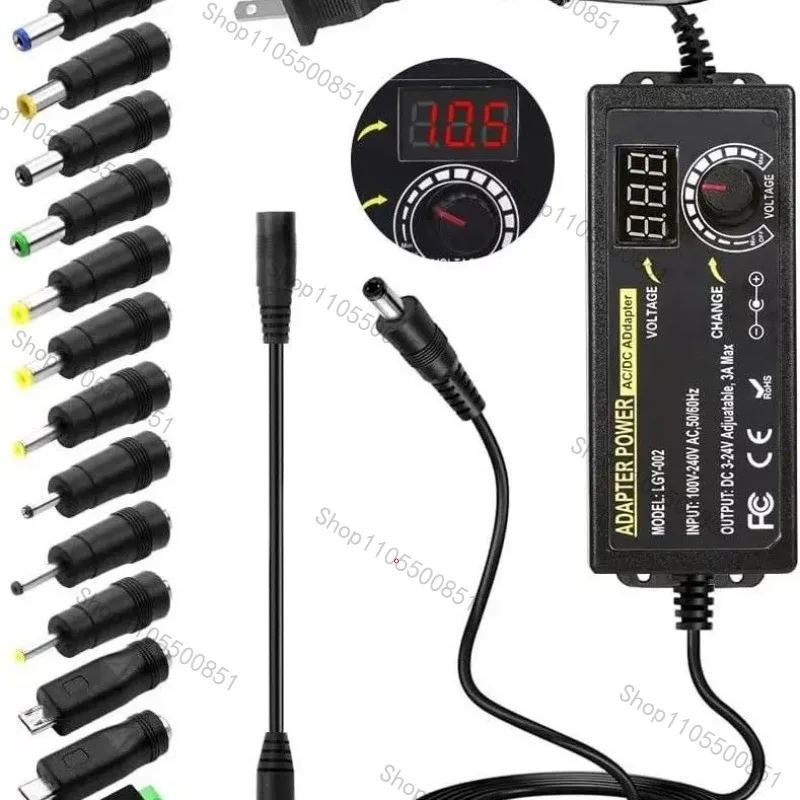 AC to DC Power Supply Adjustable Laboratory Supply Power Source 3V-24V-3A Portable Universal Adapter EU/US Plug Alligator Clip