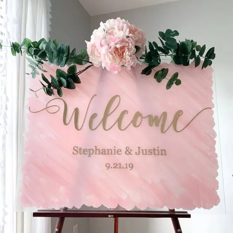 Acrylic Party Wedding Golden Mirror Name Wedding Signage Reception Decoration