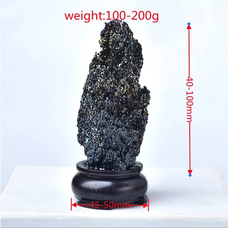 Natural Coal Crystal Colourful Silicon Carbide Stone Mineral irregular Healing Teaching Specimen Home Aquarium Decor Free Base