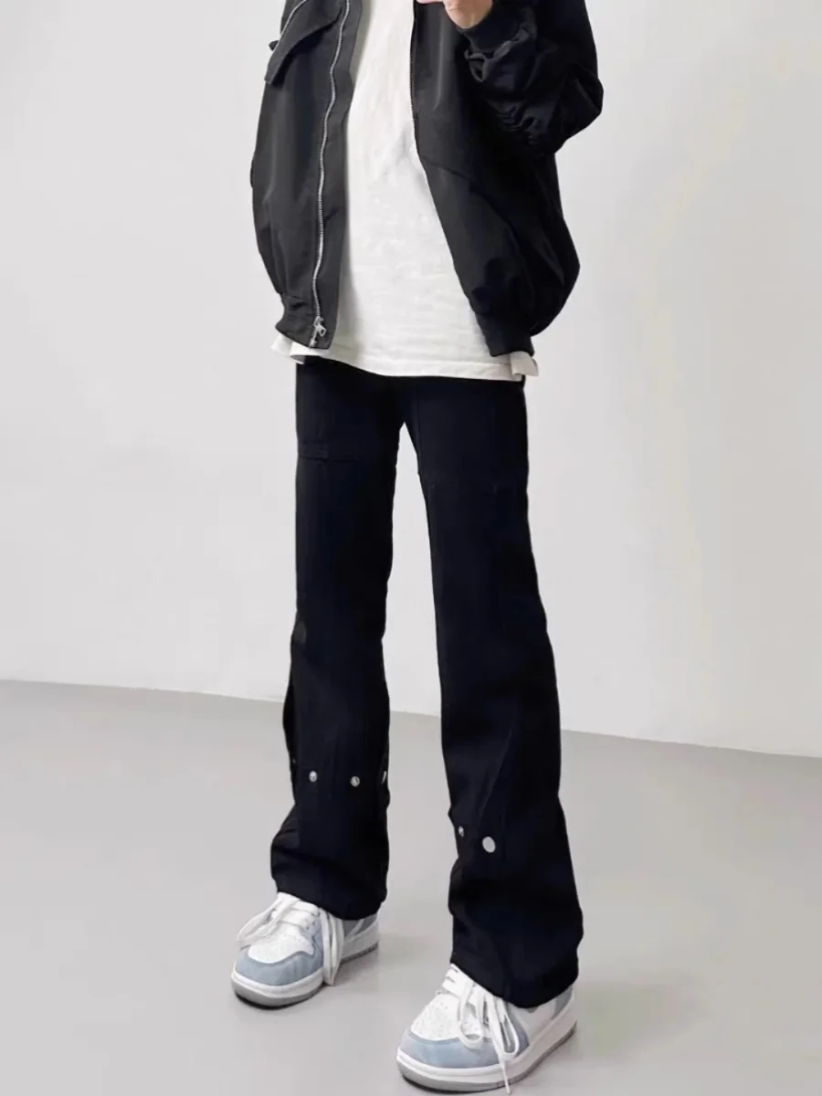 

Мужские джинсы American Sle в стиле ретро с пуговицами, весенние, новые, свободные, прямые, с легким расклешением, повседневная одежда