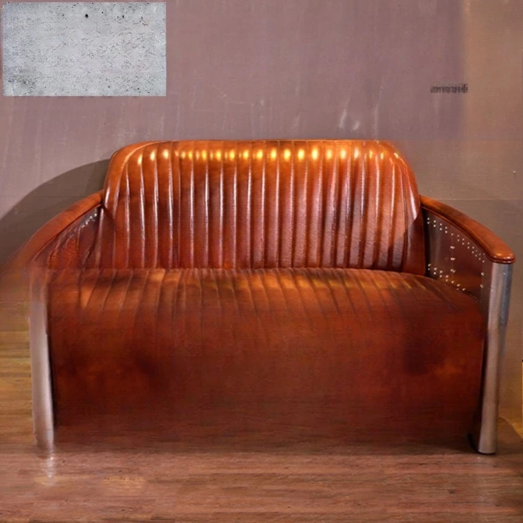 كرسي ميكانيكي من جلد الألومنيوم على الطراز الصناعي، أريكة بار سيجار، شريط ويسكي #4