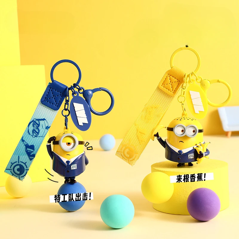 Minions Cartoon Animation Peripheral Figure Keychain Creative Kawaii Personalized Bag Pendant Accessories Holiday Gift Wholesale