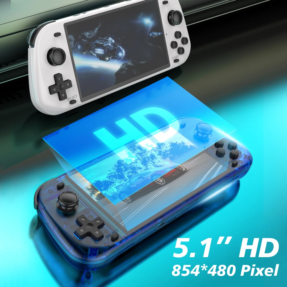 R50S ريترو وحدة تحكم ألعاب محمولة 128G 5.1 بوصة IPS شاشة لعبة فيديو وحدة تحكم لاسلكية 4200mAh لعبة لاعب محمولة طويلة الأمد