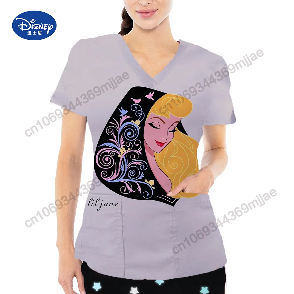 

Disney Pocket V-Neck Japanese Y2k Style Women's Tee Shirt Tshirt Aesthetic Women's Blouses Graphic T Shirts Womens Clothing Yk2