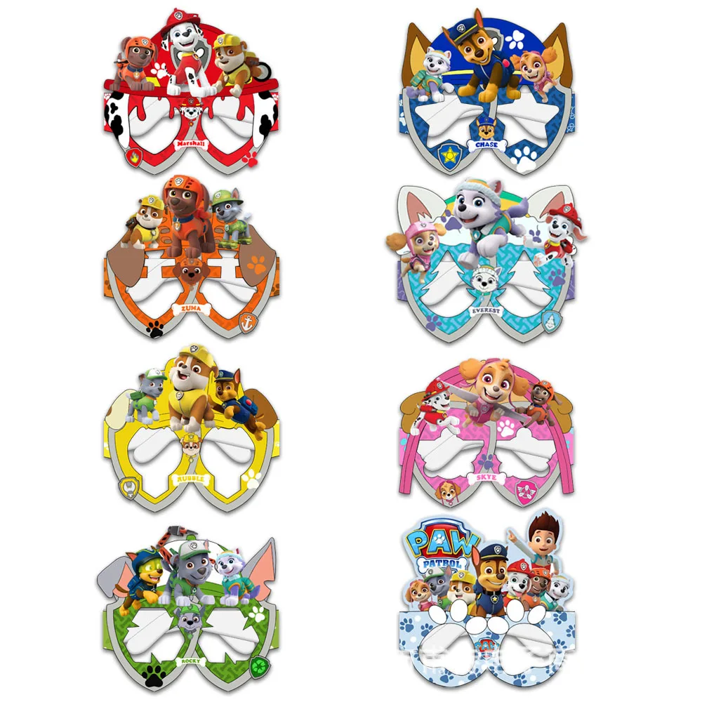 Cartoon Paw Patrol Theme Glasses Birthday Party Decorations Glasses Masks Kids Baby Shower Party Photography Props Gifts
