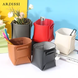 ARDISSI Nordic Ins Leather PU Storage Box Desktop Makeup Brush Pen Pencil Holder Creative Folding Portable Key Scissor Office