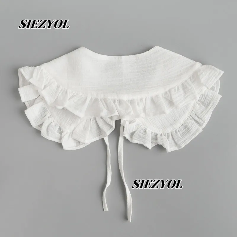 White Shawl Versatile Japanese Sweet Girl Lace-up Fake Doll Collar Pure Cotton Decorative Collar Stacked Wear Outer Collar
