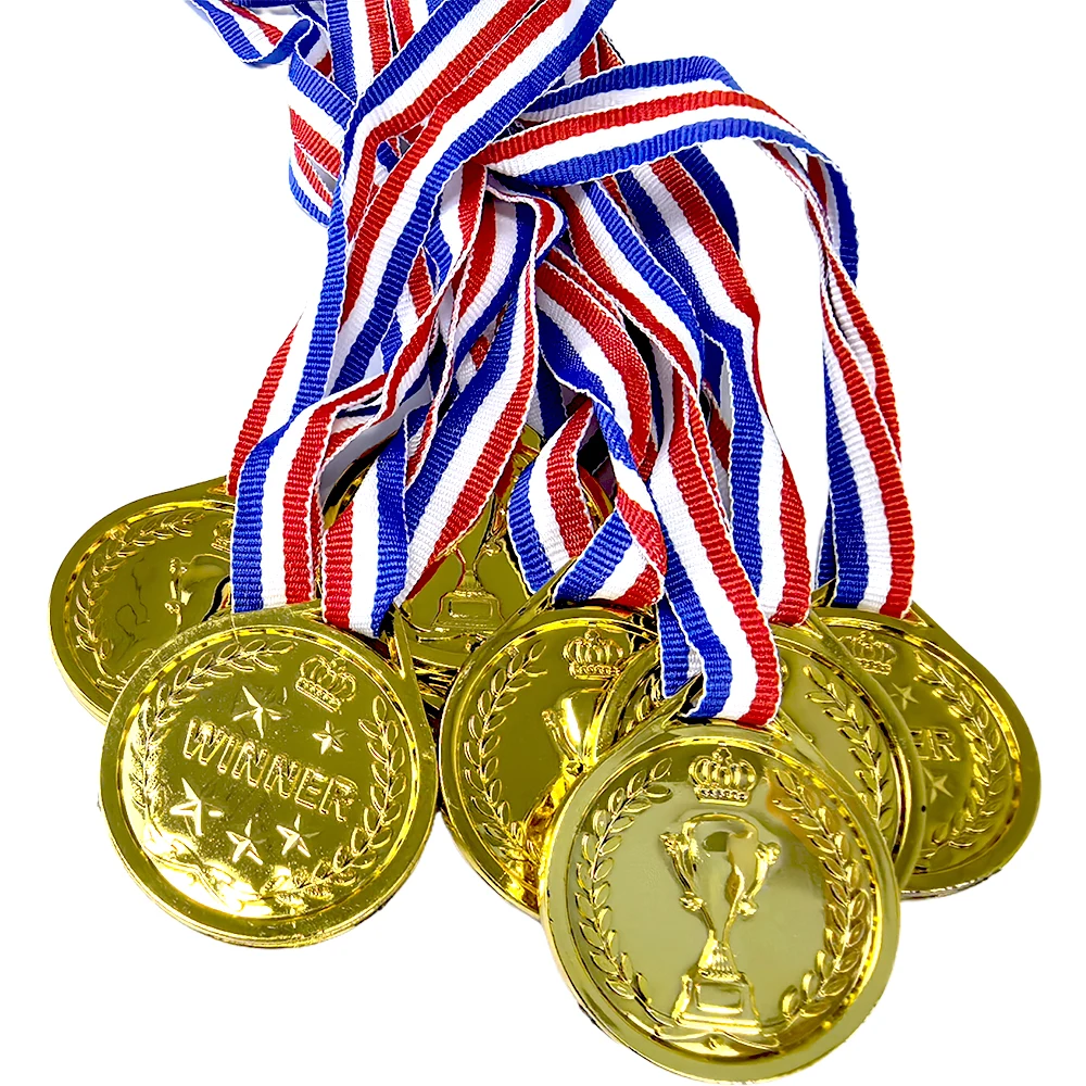 100Pcs Kid Gold Medals Plastic Winner Award Medals Party Favors Sports School Game Competition Winner Medals Birthday Party Gift