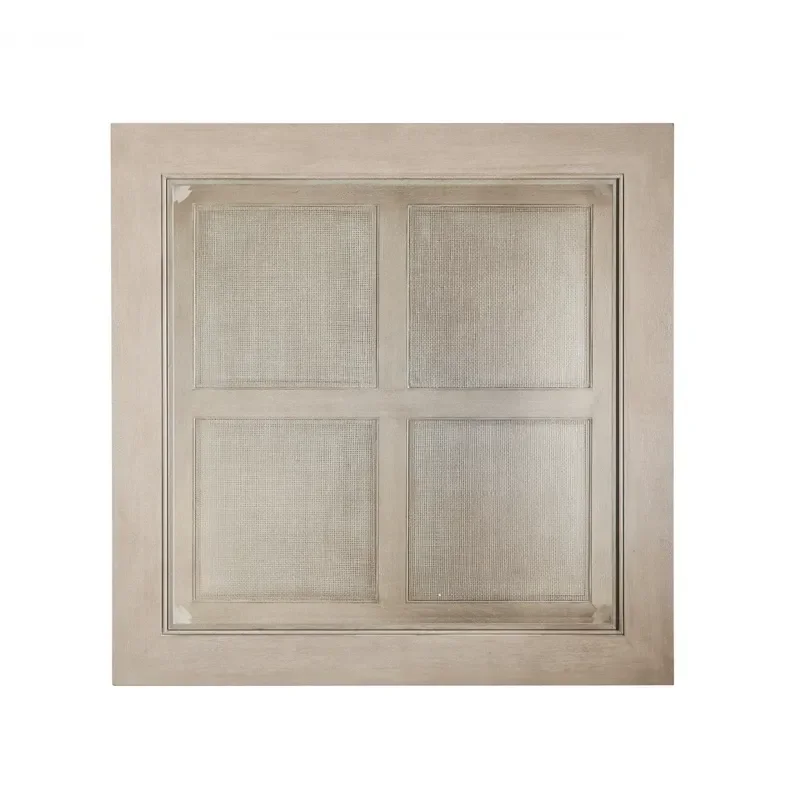 Simple American Solid Wood Antique White Square Glass Top Coffee Table Modern Living Room Tea Table Vintage Reception Desk