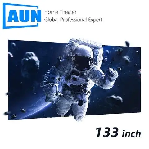 AUN Projector Screen 133/120/100 Inch Foldable Wall Movie Curtain Portable Thicken White Cloth Material Screen for Home Theater