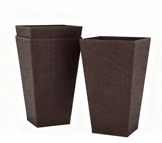 Outdoor Flower Plant Pots,Set of 3 Tall Planters with Drainage Hole,for Outdoor and Indoor Planters