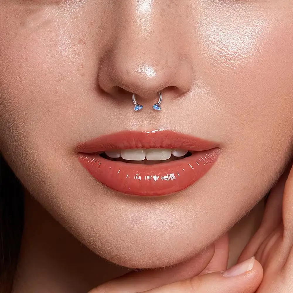 3pcs Stainless Steel Labret Lip Stud Internally Thread Curved Bar C Rod Septum Ring CZ Eyebrow Cartilage Body Piercing Jewelry