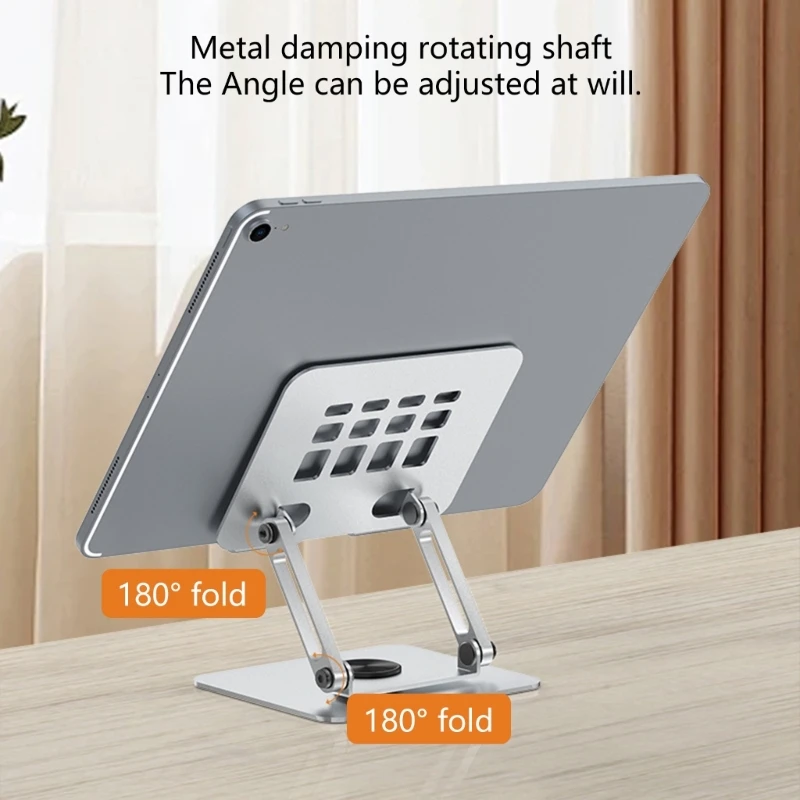 Aluminum Desk Holder with Full 360 Rotation and Stable Weight Support for Tablets F19E