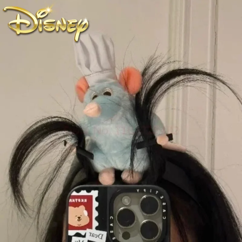 Disney Ratatouille Hairband New Cartoon Plush Doll Headband French Wide-Brimmed Hairpin Photo Cute Headdress Creativity Girl Gif