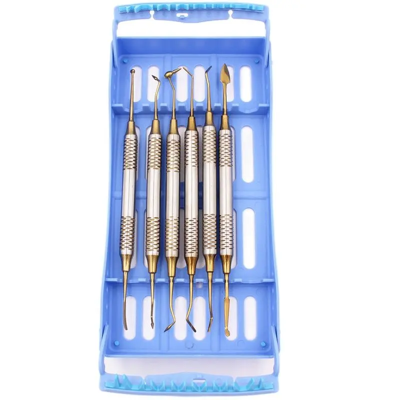 6Pcs Dental instrument Composite Resin Filling Spatula Titanium Plated Head Filler Thick Handle Restoration Set Dentisty Tool