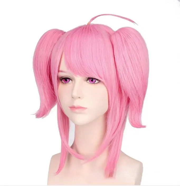 Peruca Cosplay Pink Lolita para Mulher, Rabo de Cavalo Feminino 45cm, Novo