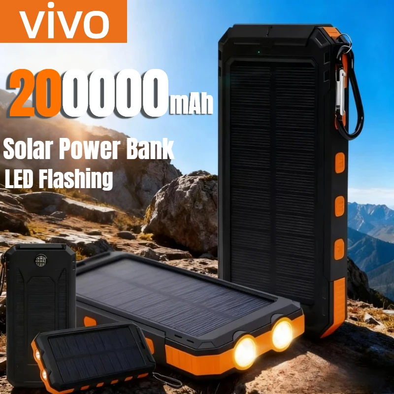VIVO مقاوم للماء في الهواء الطلق بنك الطاقة الشمسية 200000mAh المزدوج USBTravel في الهواء الطلق شاحن الهاتف المحمول بالطاقة الشمسية Powerbank للتخييم #2