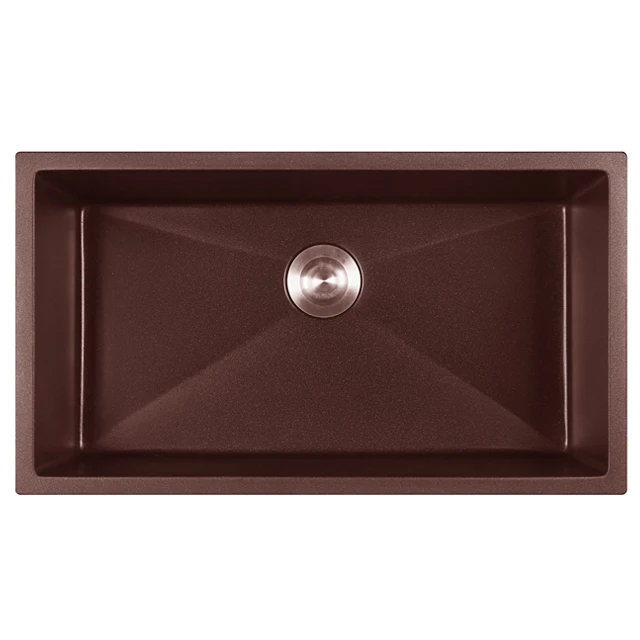 White, Coffee and Black Color Composite Granite Sink Undermount Single Bowl 3218S, 813