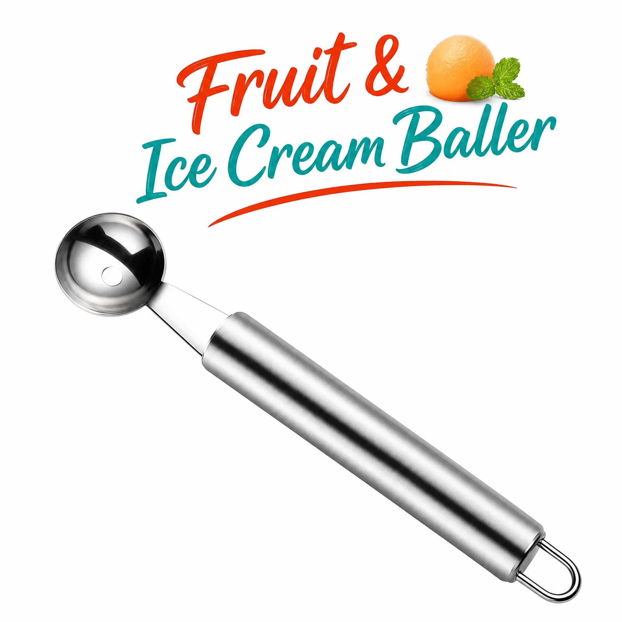 Stainless Steel Ice Cream Scoop 1Pc Fruit Baller Melon Baller Spoon Multifunctional Food Scooper For Watermelon Ice Cream Fruit Ball Making
