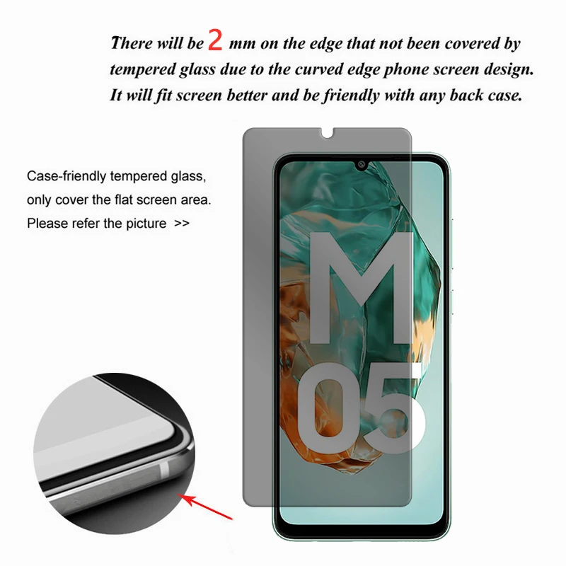 For Samsung Galaxy M05 Glass For Galaxy M05 4G Tempered Glass 6.7 inch Anti-spy Privacy 9H Screen Protector For Samsung M05 Film