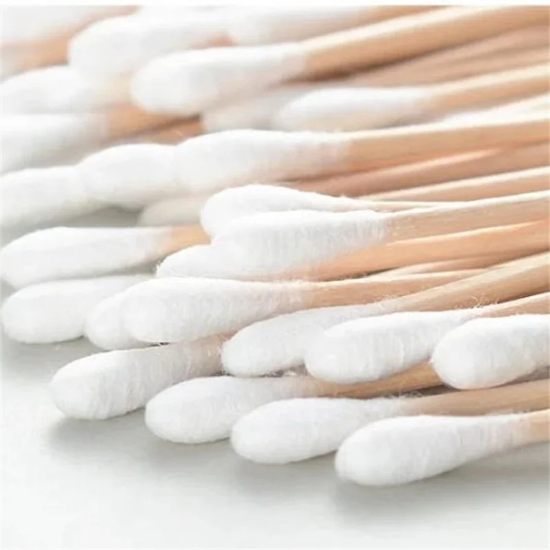 أعواد قطنية برأس مزدوج للنساء، طرف أعواد قطنية للمكياج، أعواد خشبية، تنظيف آذان الأنف، أدوات الرعاية الصحية، 100/500/2000 قطعة