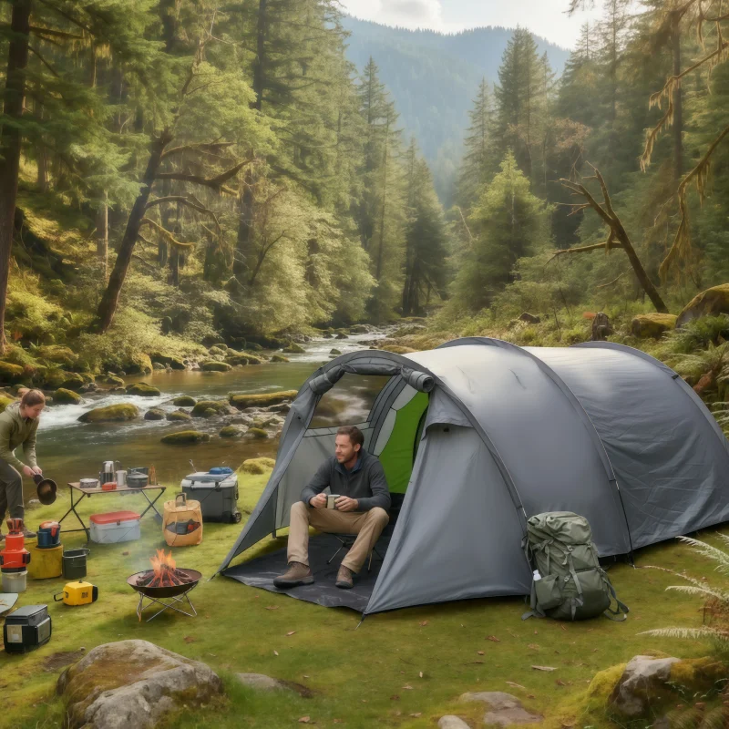 

Spacious Portable Tunnel Tent 3-4 Person for Large Group Adventure Hiking Easy Setup Outdoor Camping Shelter