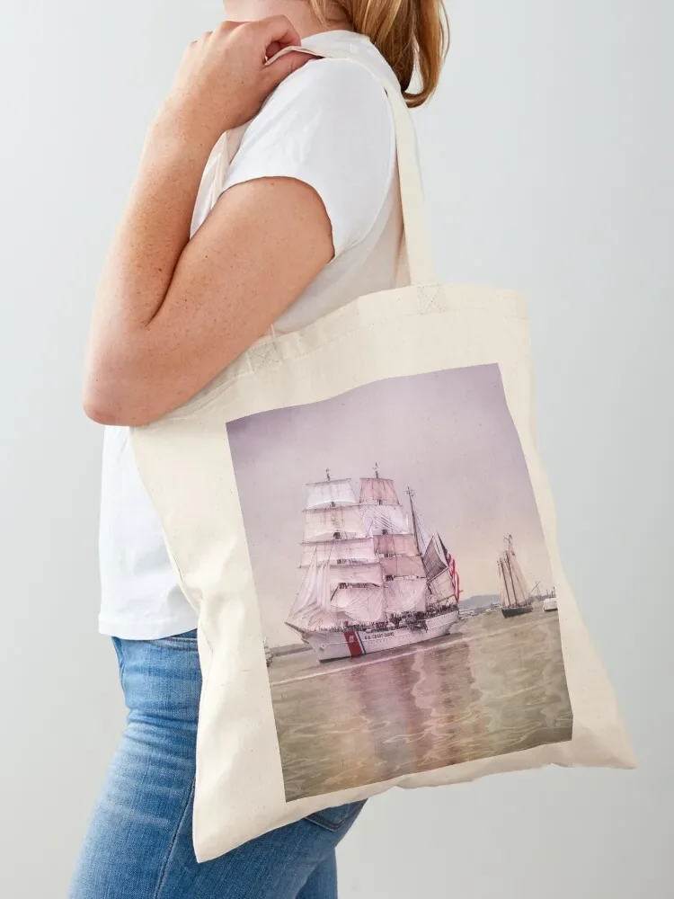 Tall Ships in Boston -USCG Tote Bag tote bag screen ecological bags Tote Bag