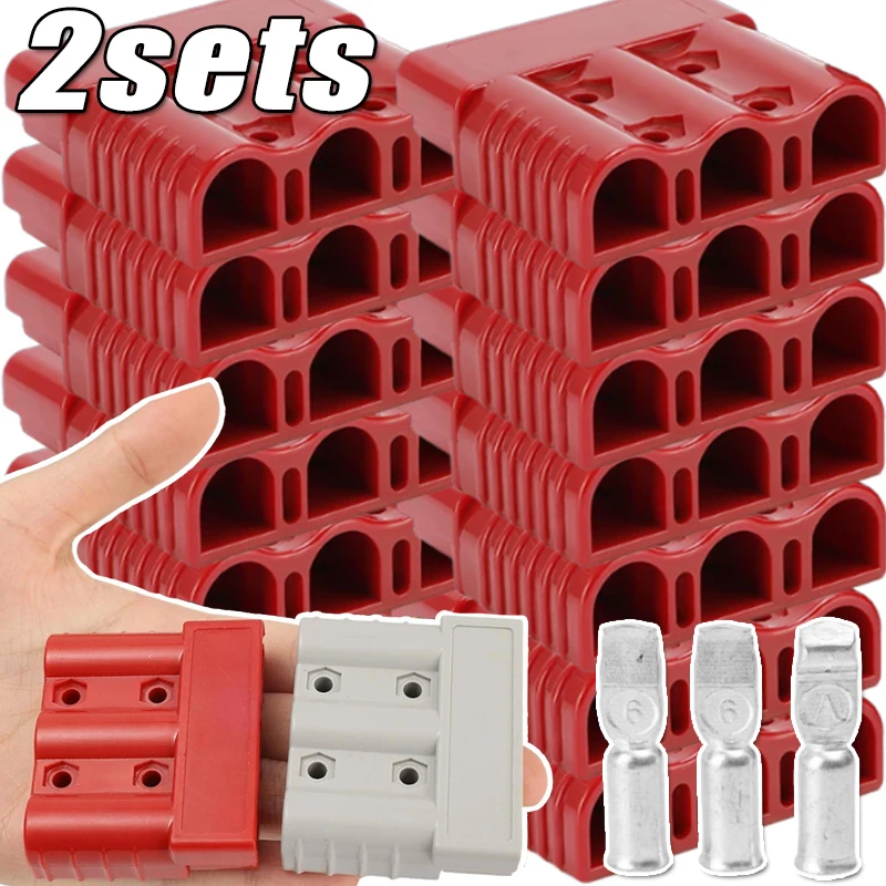 50A Multi-Function Cable Three Pin Plug for Forklift Battery Charging Compact Durable Flame-retardant Electric Equipment 1/2Sets