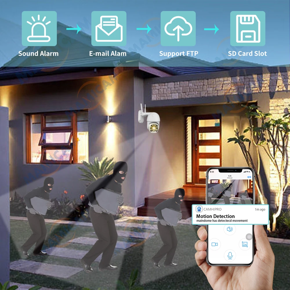 Imagem -04 - Câmera ao ar Livre do Cartão Sim Ptz Câmeras de Vídeo 1080p hd Wifi Visão Noturna P2p Rastreamento Automático 5mp 4g