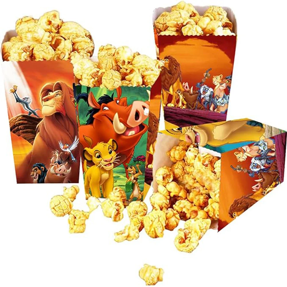 6/12/18/24Pack Simba Lion King Party Popcorn Box Baby Bath Party Biscuit Box Simba Lion Theme Party Birthday Food Box