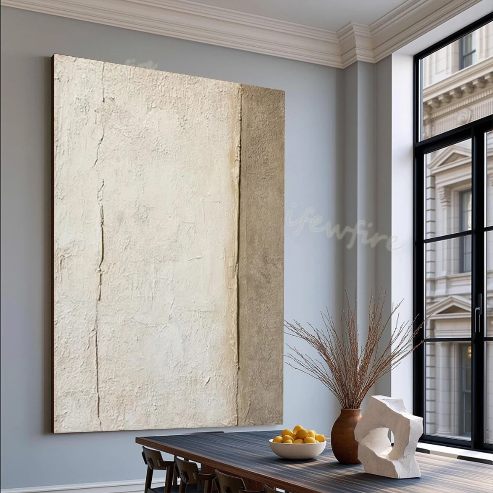 Modern Abstract Oil Painting Handmade on Canvas Simple Gray White Panel Wall Art Picture for Living Room Home Decor Image Mural
