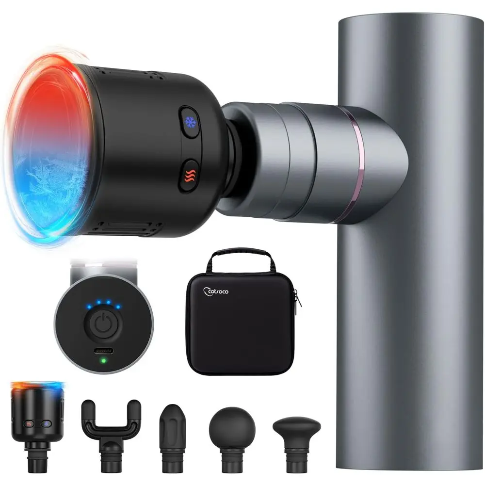 

Massage Gun with Heat and Cold Therapy, ull-Metal Handheld Electric Massager Deep Tissue or Body Muscle Pain Relie, Silent Porta