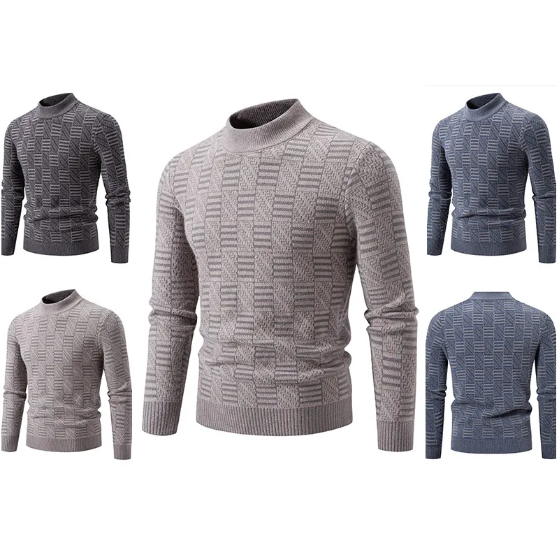

2025 Youth Men's Knitted Large Size Sweater Casual Long Sve f High Collar Elastic Non-Sinking Knitwear for Men