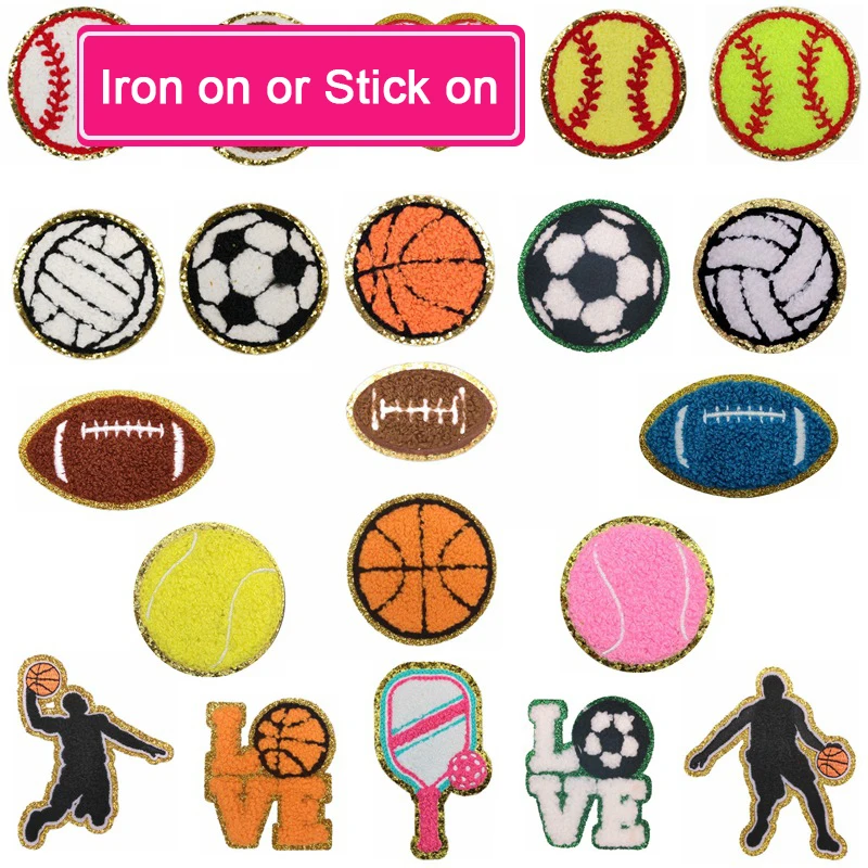 

Soccer Basketball Patches Volleyball Football Ironing Patches Embroidered Clothing Luggage DIY Sports Stickers Craft Supplies